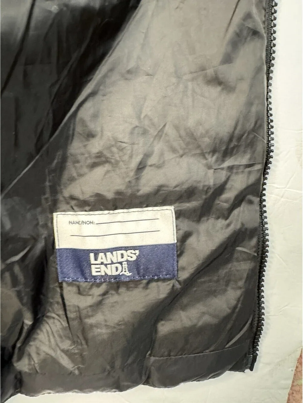 Lands End Kids Black Quilted Puffer Jacket Youth XXL 18H-20H Primaloft Insulated